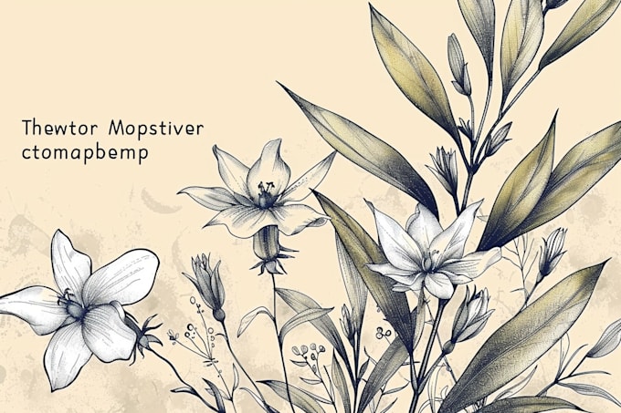 create plant, flowers line art vector