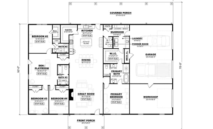 draw custom 2d barndominium floor plans