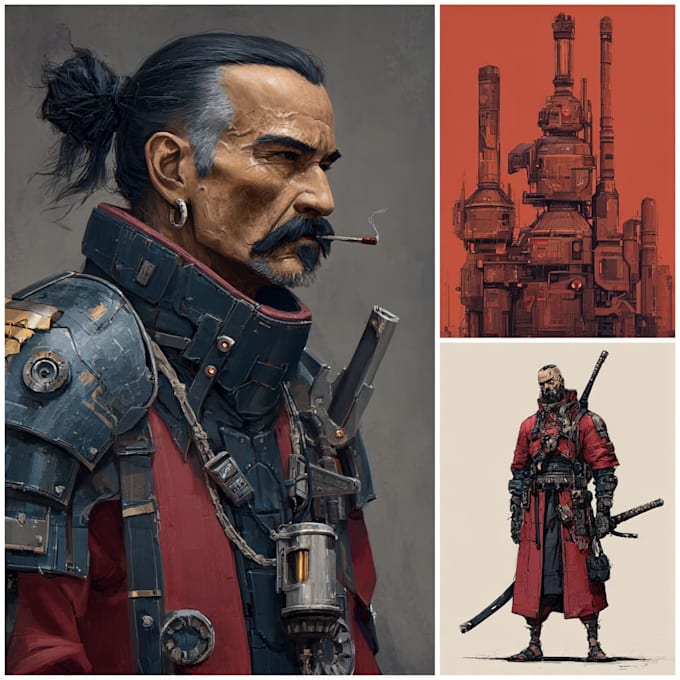 Draw sci fi , cyberpunk , mecha, fantasy character design by Eriakes ...