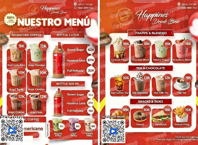 design an animated or static restaurant menu with professional graphics