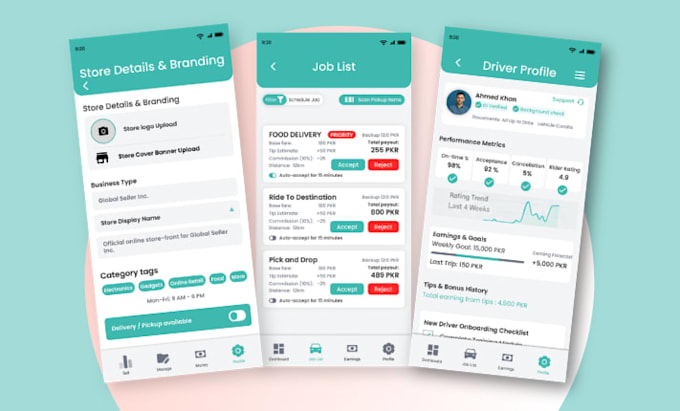 design figma marketplace and multi vendor mobile app UI UX