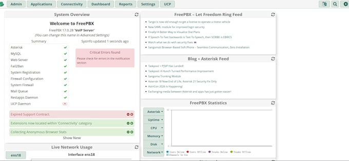 setup freepbx and fusionpbx