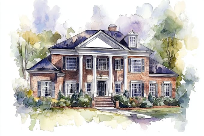 draw a watercolor house painting