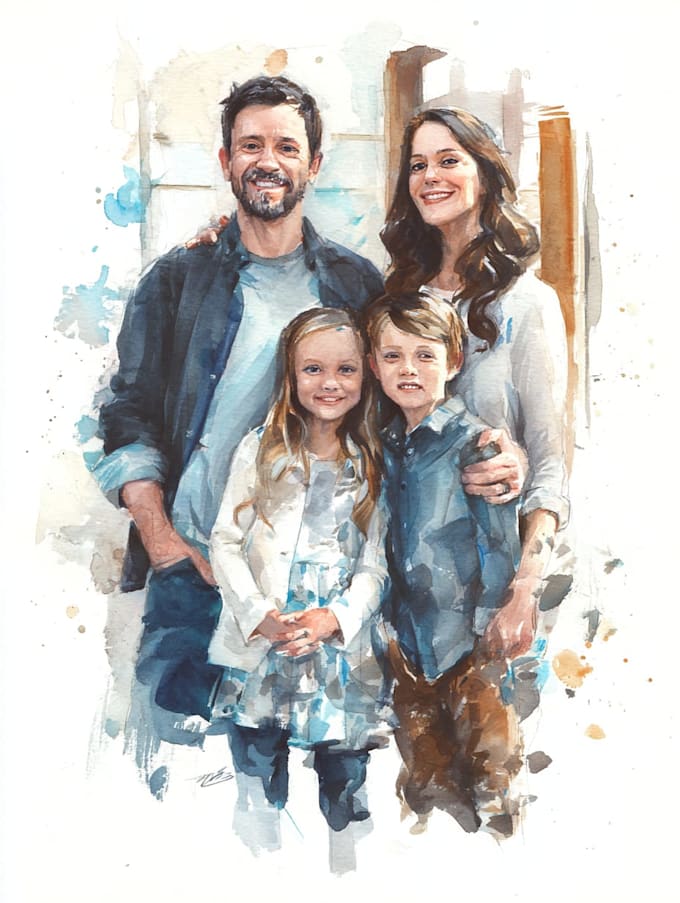 make watercolor family portrait