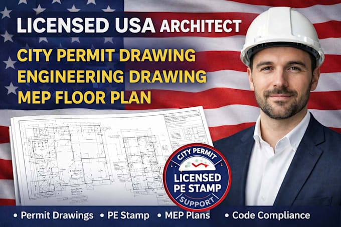 do architectural drawing, USA city permit, licensed pe stamp for chicago