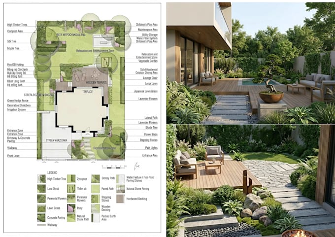 do professional landscape design and backyard 3d rendering