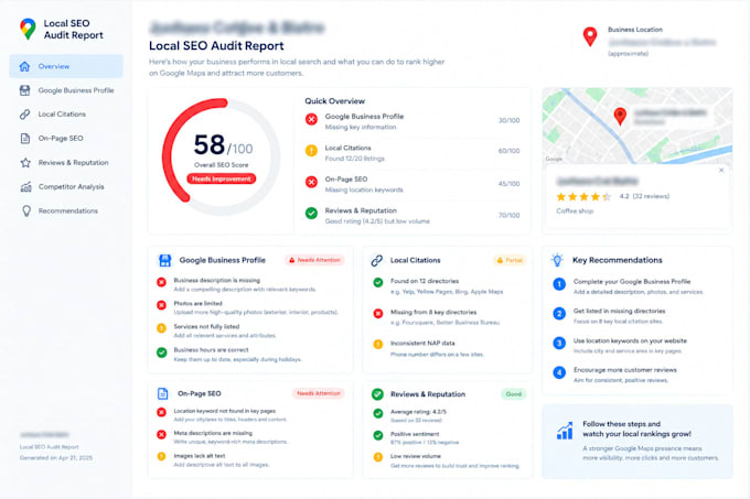 do a local SEO audit for your service business with an action plan