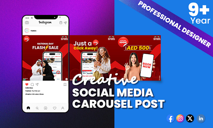 do social media post, ad and carousel