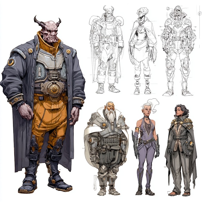 create scifi, fantasy, superhero character design