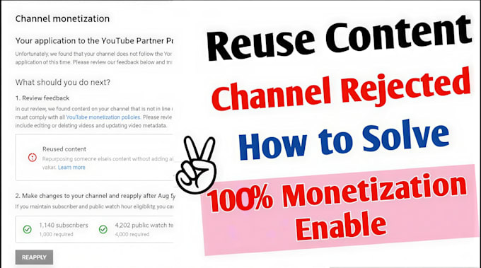 fix youtube monetization issues, reused content issues and adsense problems