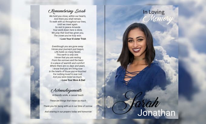 design unique funeral flyers, obituary, funeral program in 2hrs