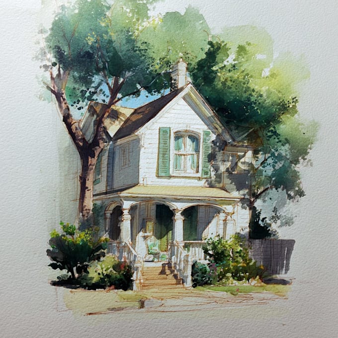 paint watercolor house portrait