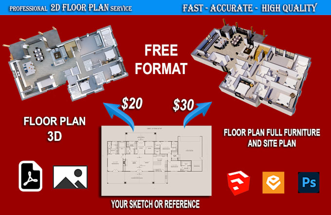 professionally redraw floor plan for real estate agent