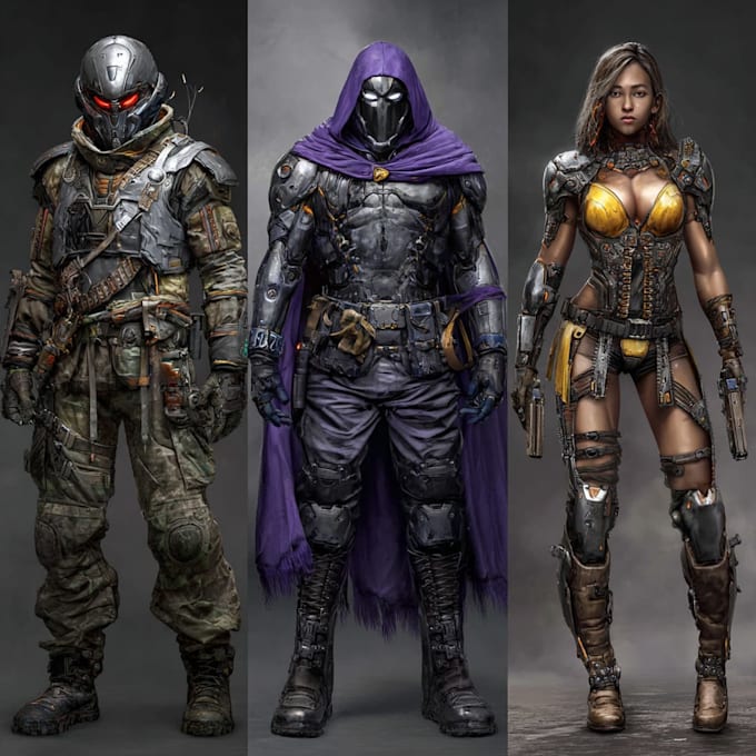 create scifi, fantasy, superhero character design