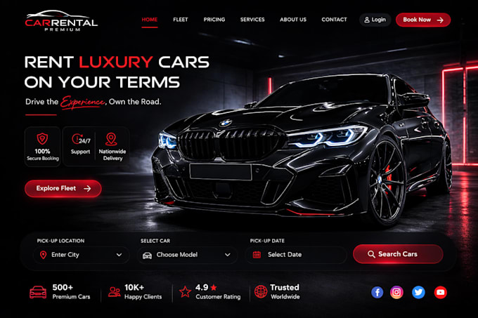 create a car rental website with online booking system