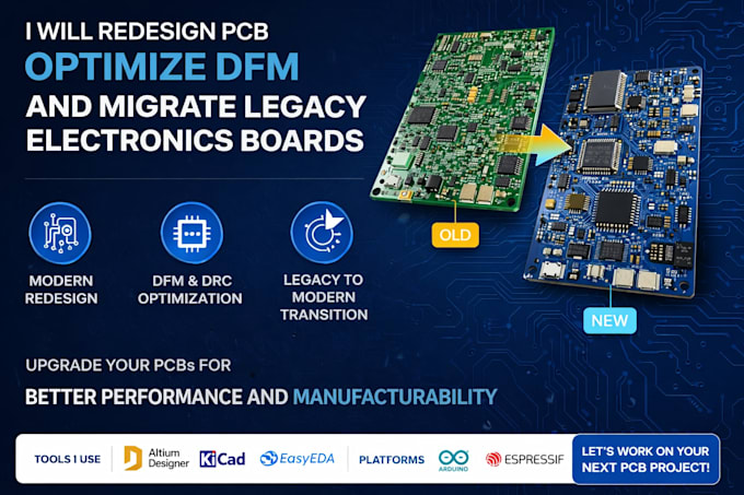 redesign pcb, optimize dfm and migrate legacy electronics boards