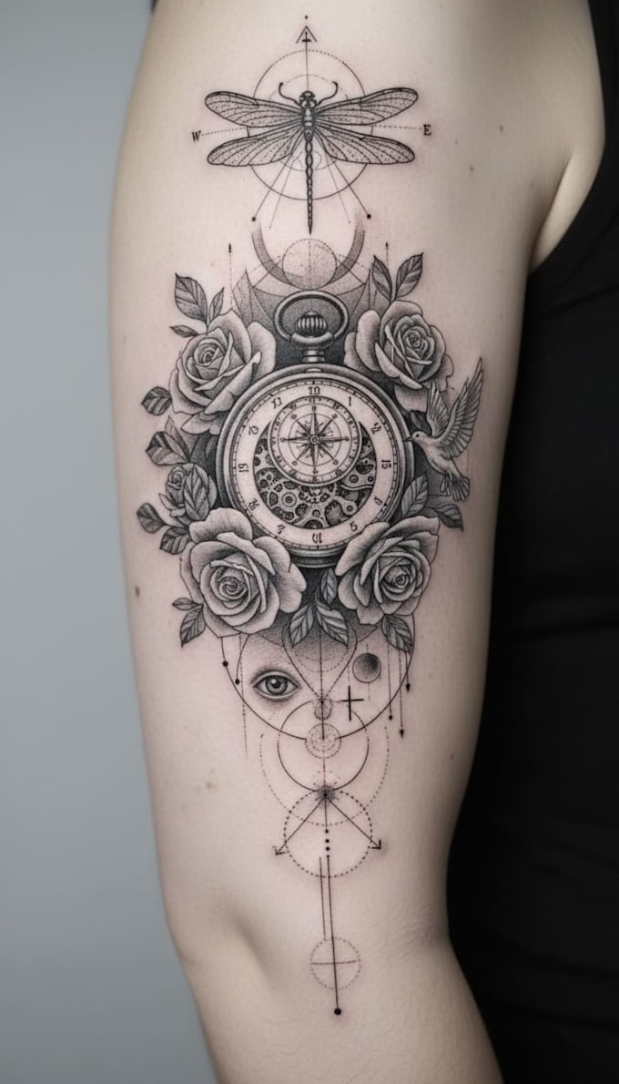 do flash tattoo art set, black work