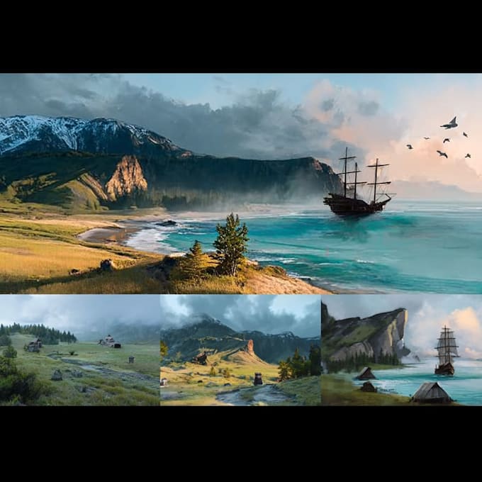 Landscape illustration and environment concept art and background by ...