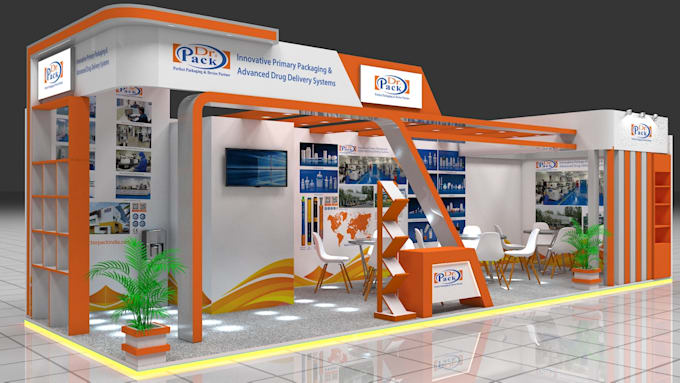 do create attractive 3d model, stall design, booth design,