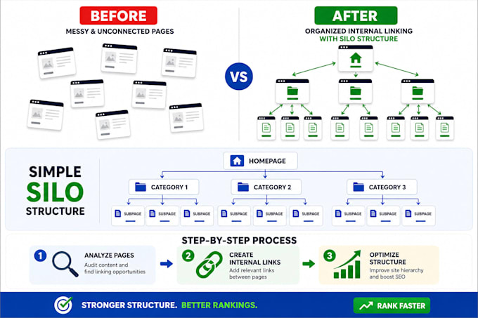 create internal linking and silo structure for new websites to rank faster