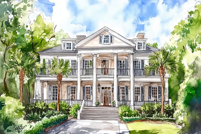 watercolor a house portrait