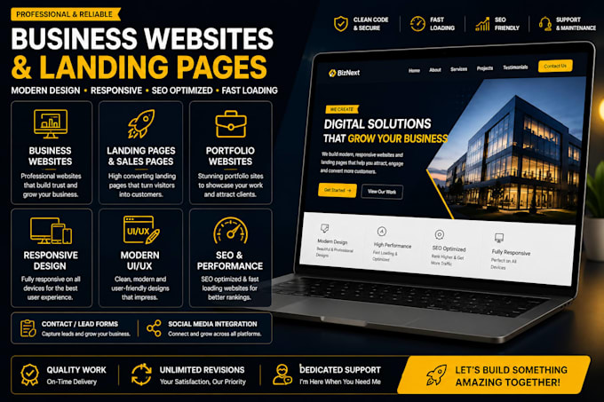 build full stack business websites, landing pages and web apps using nextjs