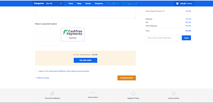integrate cashfree payment gateway on active ecommerce cms