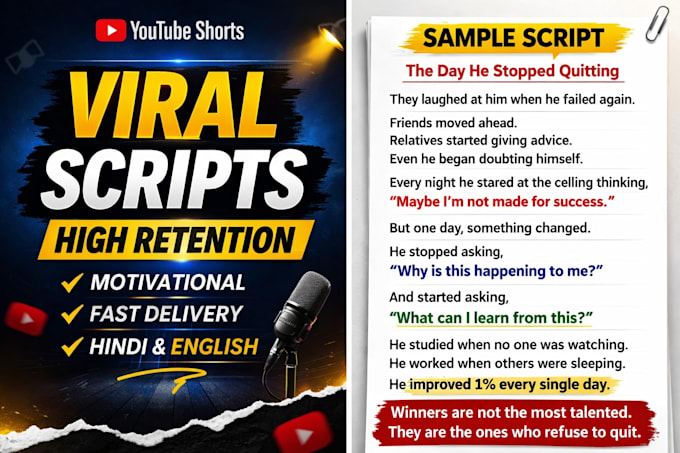 write viral motivational youtube shorts scripts