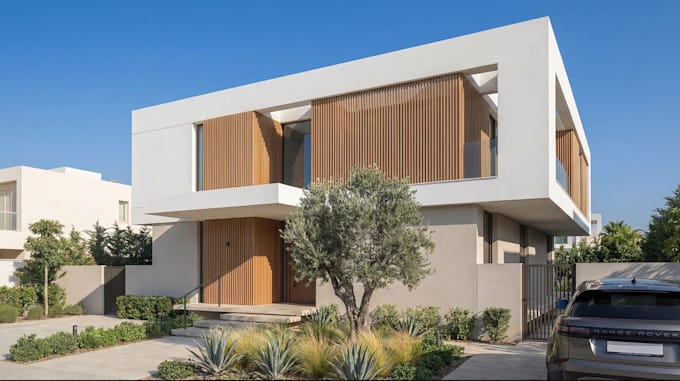 remodel contemporary villa exterior,building structural design, facade rendering