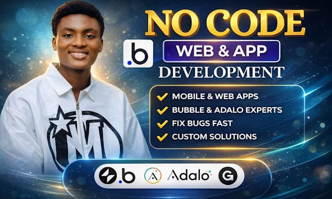 build no code web, mobile app using bubble io, flutterflow, adalo or glide mvp