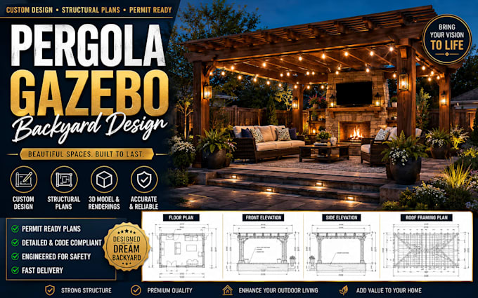 design pergola gazebo backyard design with structural plans