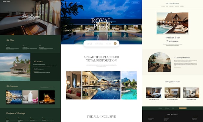 create luxury hospitality website and landing page