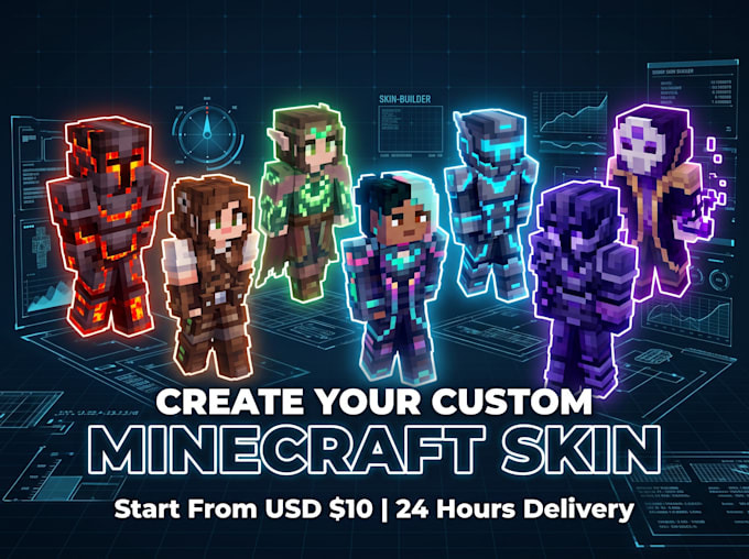 create custom minecraft skin minecraft art for java, bedrock, youtube and pvp