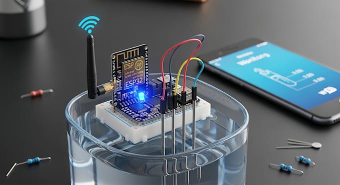 create esp32 water sensing device with wireless monitoring