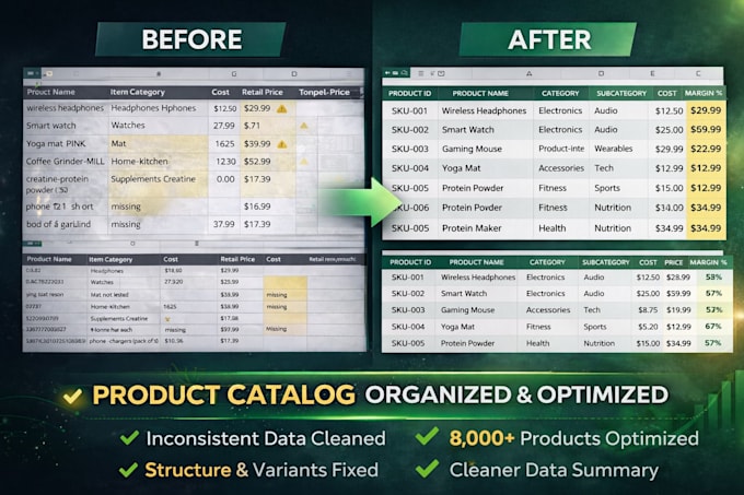 organize skus, remove duplicates, and clean your inventory data