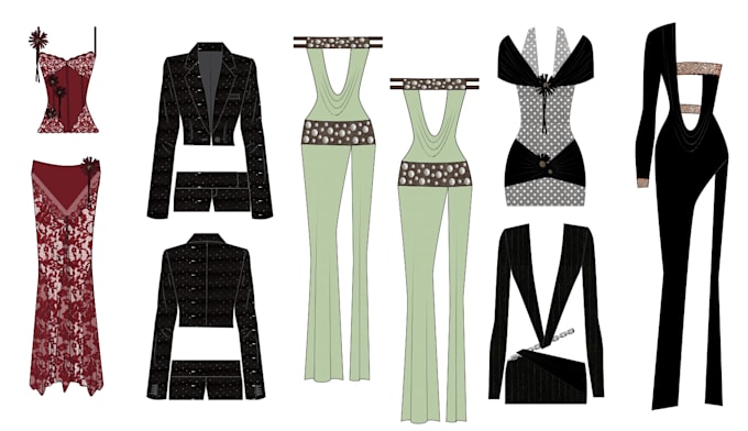 create professional fashion cad and technical flat drawings