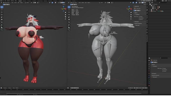 create custom 3d vrchat avatar model nsfw furry character rigging and toggle