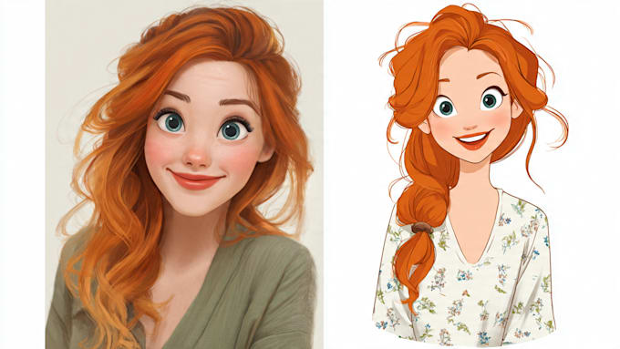 do cute disney cartoon portrait