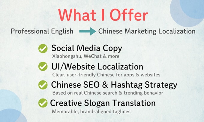 be your expert chinese copywriter and localization specialist