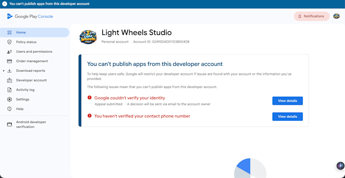 fix identity verification in google play console