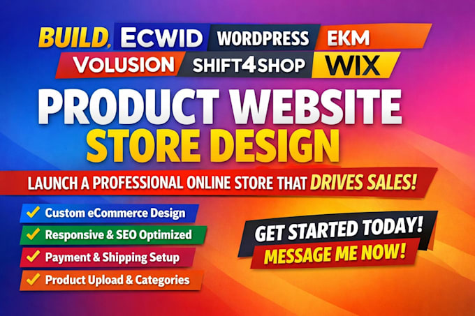 build ecwid wordpress ekm volusion shift4shop wix  product website store design