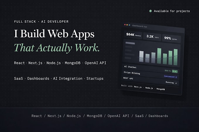 build ai powered saas dashboard and full stack website development