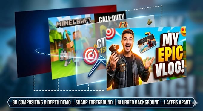 create professional 3d youtube thumbnails for gaming and vlogs