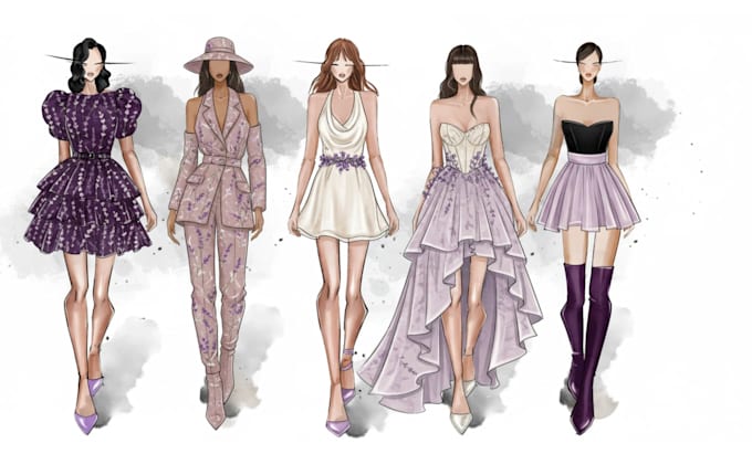 Draw fashion illustration and sketches by Amiiena | Fiverr