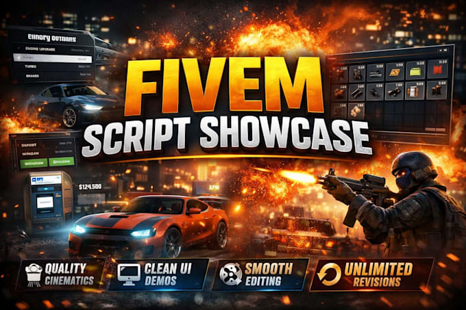produce realistic fivem cinematics, loading screens and scripts showcases