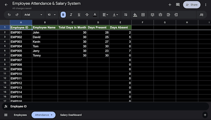 create an employee attendance and payroll tracker in excel or google sheets