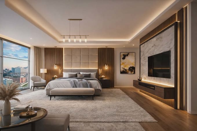 modern 3d interior design with  rendering