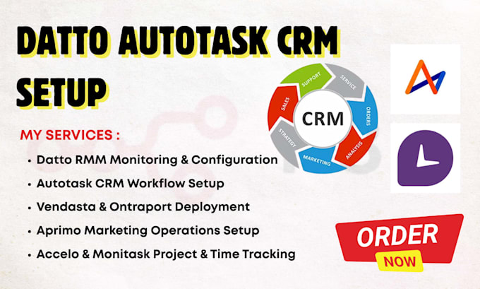 Setup datto rmm autotask crmone aprimo vendasta ontraport tango accelo ...