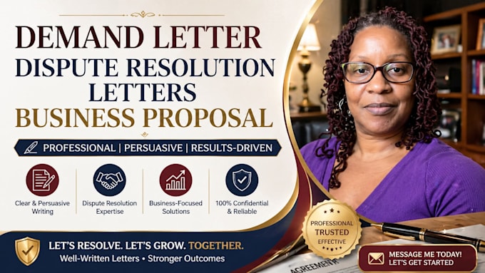 write demand letter, dispute resolution letters, business proposal