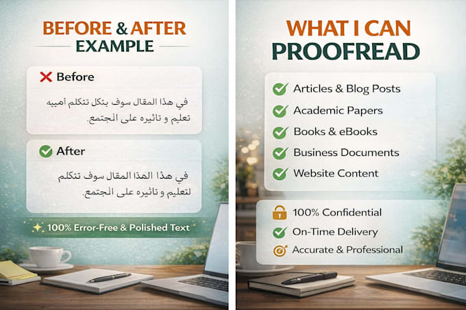 proofread and edit your arabic text professionally